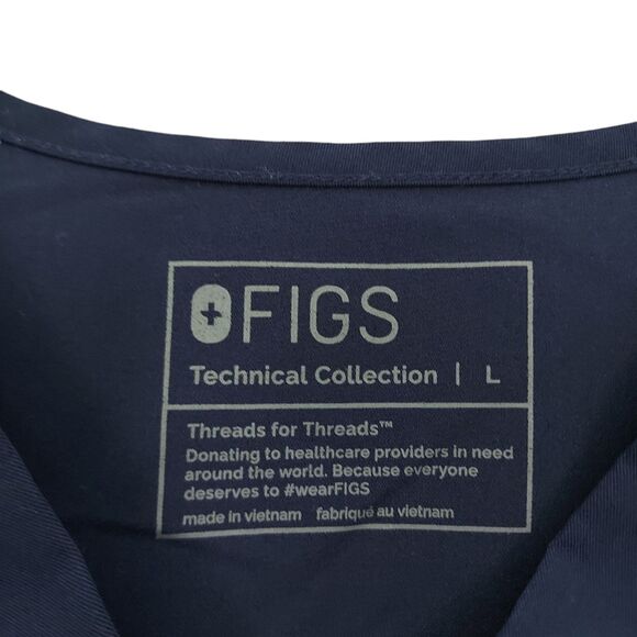 Figs Leon Three-Pocket Scrub Top Mens Large Navy Short Sleeve V-Neck FM1500 - Picture 10 of 11